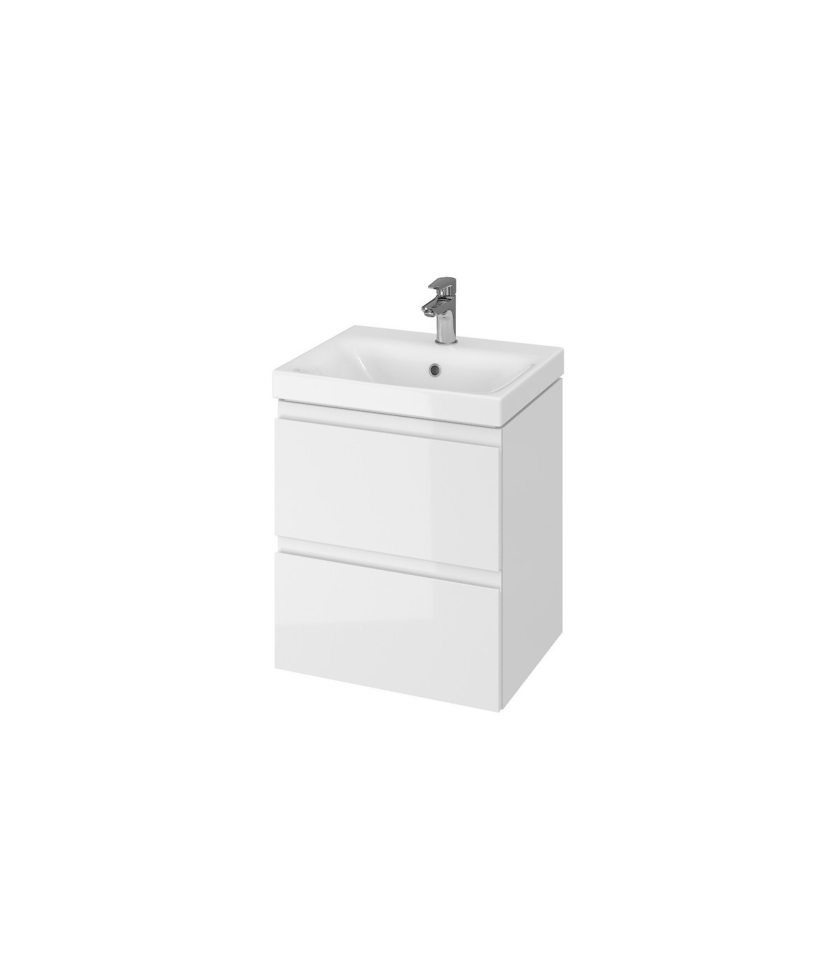 Badmöbel Set MODUO 50 Waschbecken-Unterschrank mit Waschbecken, 2-Schubladen, Weiß