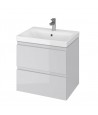 Badmöbel Set MODUO 80 Waschbecken-Unterschrank mit Waschbecken, 2-Schubladen, Weiß