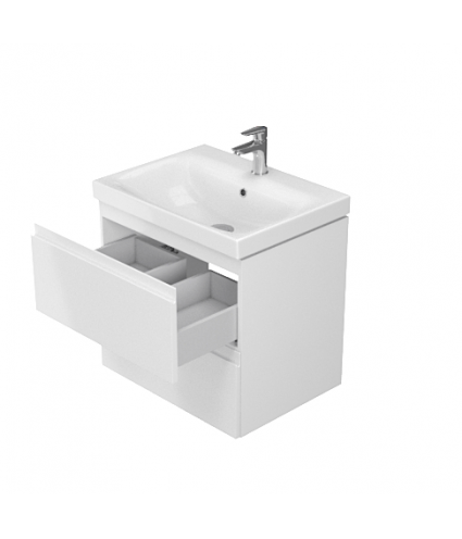 Badmöbel Set MODUO 60 Waschbecken-Unterschrank mit Waschbecken, 2-Schubladen, Grau