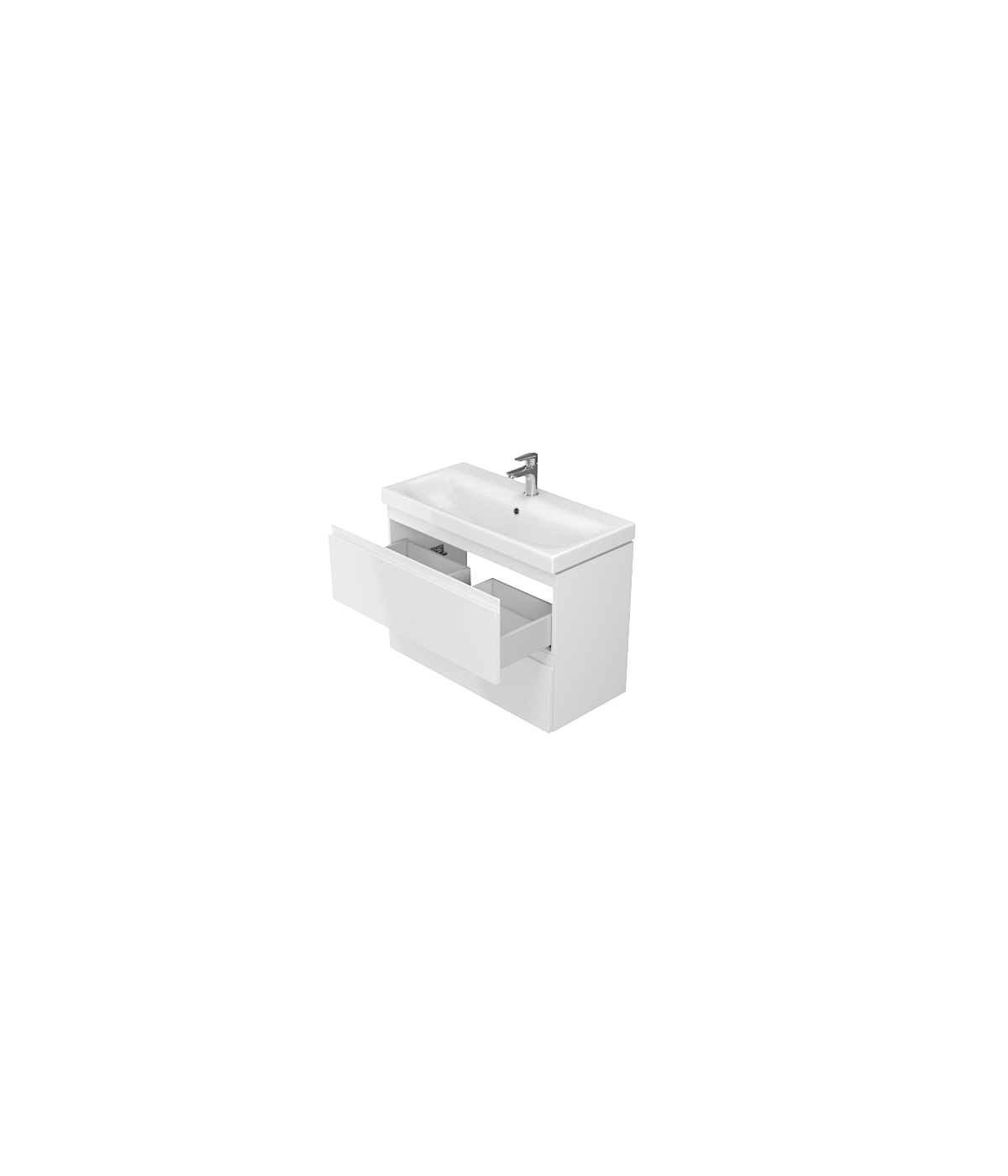 Badmöbel Set MODUO SLIM 80 Waschbecken-Unterschrank mit Waschbecken, 2-Schubladen, Weiß