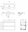 Badmöbel Set MODUO SLIM 80 Waschbecken-Unterschrank mit Waschbecken, 2-Schubladen, Grau