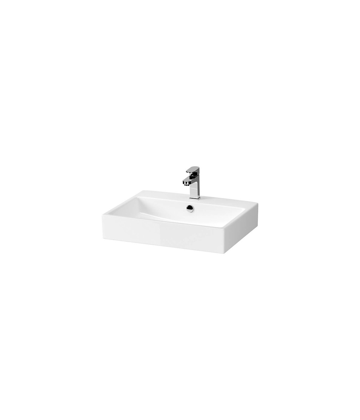Badmöbel Set VIRGO 60 Waschbecken-Unterschrank mit Waschbecken, 2-Schubladen, Weiß, Schwarz Möbelgriffe