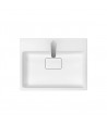 Badmöbel Set VIRGO 60 Waschbecken-Unterschrank mit Waschbecken, 2-Schubladen, Grau Eiche, Silber Möbelgriffe