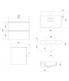 Badmöbel Set VIRGO 60 Waschbecken-Unterschrank mit Waschbecken, 2-Schubladen, Grau Eiche, Silber Möbelgriffe