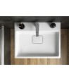 Badmöbel Set VIRGO 80 Waschbecken-Unterschrank mit Waschbecken, 2-Schubladen, Weiß, Silber Möbelgriffe