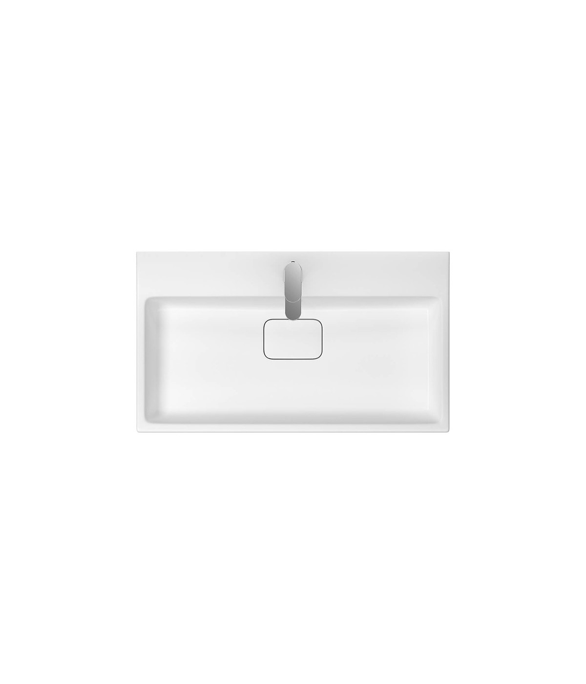 Badmöbel Set VIRGO 80 Waschbecken-Unterschrank mit Waschbecken, 2-Schubladen, Grau Eiche, Silber Möbelgriffe