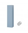 Badezimmer Hochhängeschrank LARGA 160 Hochschrank Türen, Blau, Silber Möbelknopf Ø 12 mm mit Spiegel