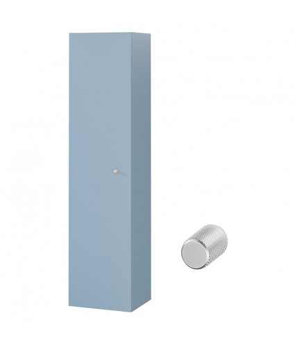 Badezimmer Hochhängeschrank LARGA 160 Hochschrank Türen, Blau, Golden Möbelknopf Ø 12 mm mit Spiegel
