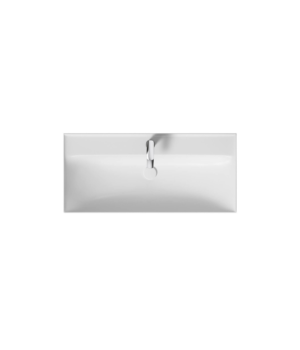 Badmöbel Set LARGA 100 Waschbecken-Unterschrank mit Waschbecken, 2-Schubladen, Weiß, 2x Golden Möbelgriffe
