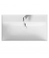 Badmöbel Set LARGA 80 Waschbecken-Unterschrank mit Waschbecken, 2-Schubladen, Weiß, 2x Silber Möbelgriffe