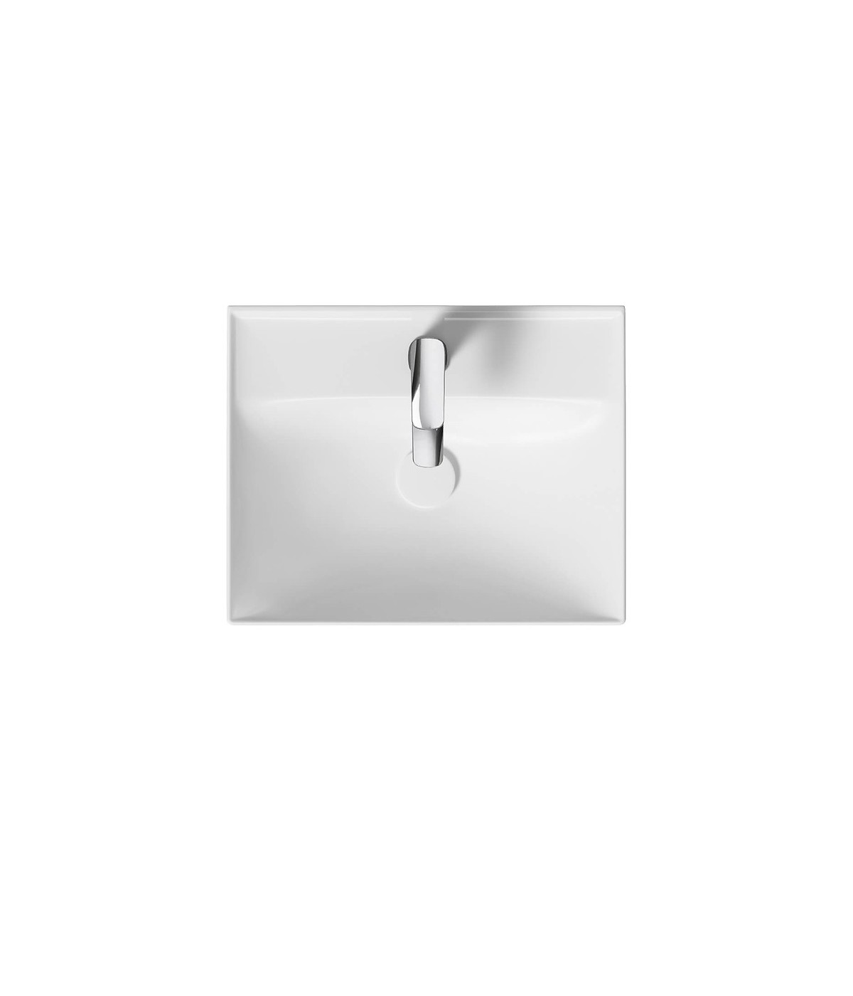 Badmöbel Set LARGA 50 Waschbecken-Unterschrank mit Waschbecken, 2-Schubladen, Weiß, 2x Silber Möbelgriffe