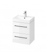 Badmöbel Set LARGA 50 Waschbecken-Unterschrank mit Waschbecken, 2-Schubladen, Weiß, 2x Golden Möbelgriffe