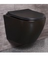 WC SET: Vorwandelement C201 + Toilette Slim Soft-Close Delos Schwarz + Schallschutzmatte + Betätigungsplatte in Schwarz