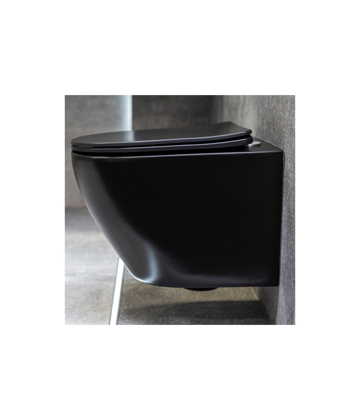 WC SET: Vorwandelement Duofix + Toilette Slim Soft-Close Delos Schwarz + Schallschutzmatte + Betätigungsplatte in Schwarz