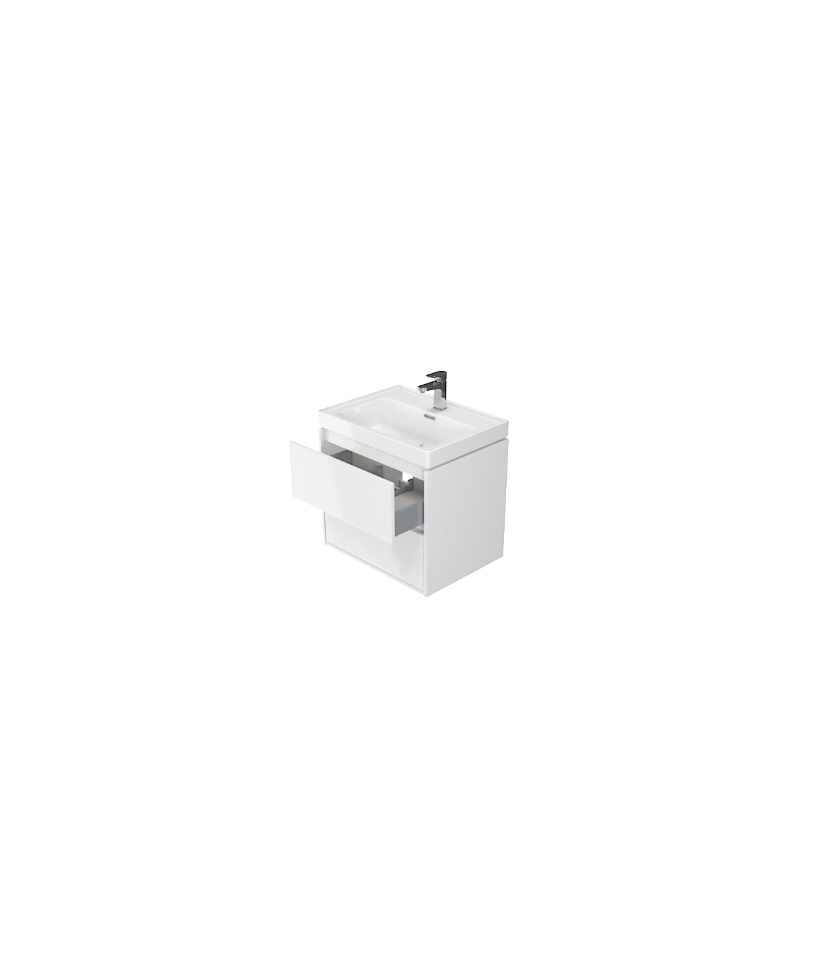 Badmöbel Set CREAZ 60 Waschbecken-Unterschrank mit Badregal 140 Weiß