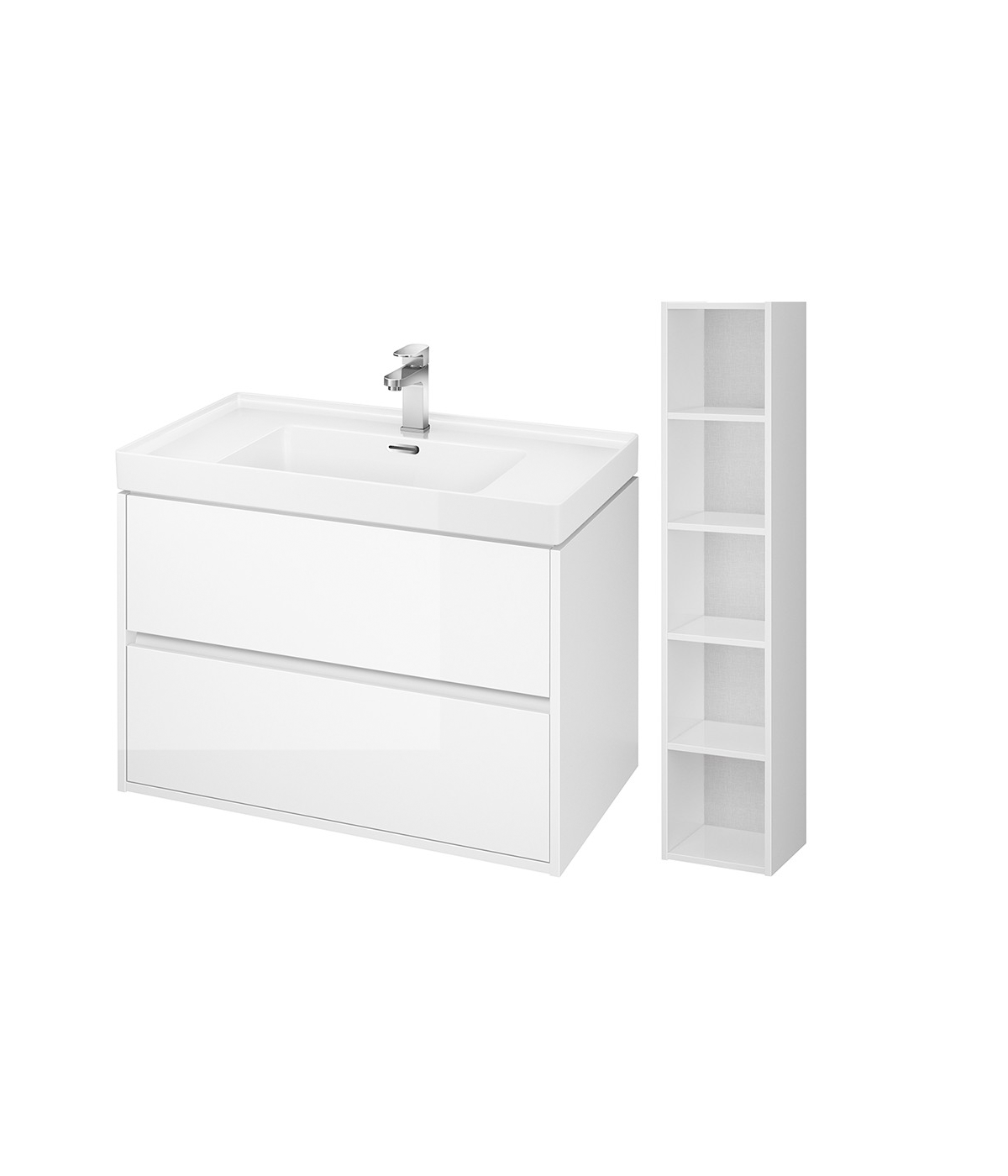 Badmöbel Set CREAZ 80 Waschbecken-Unterschrank mit Badregal 140 Weiß