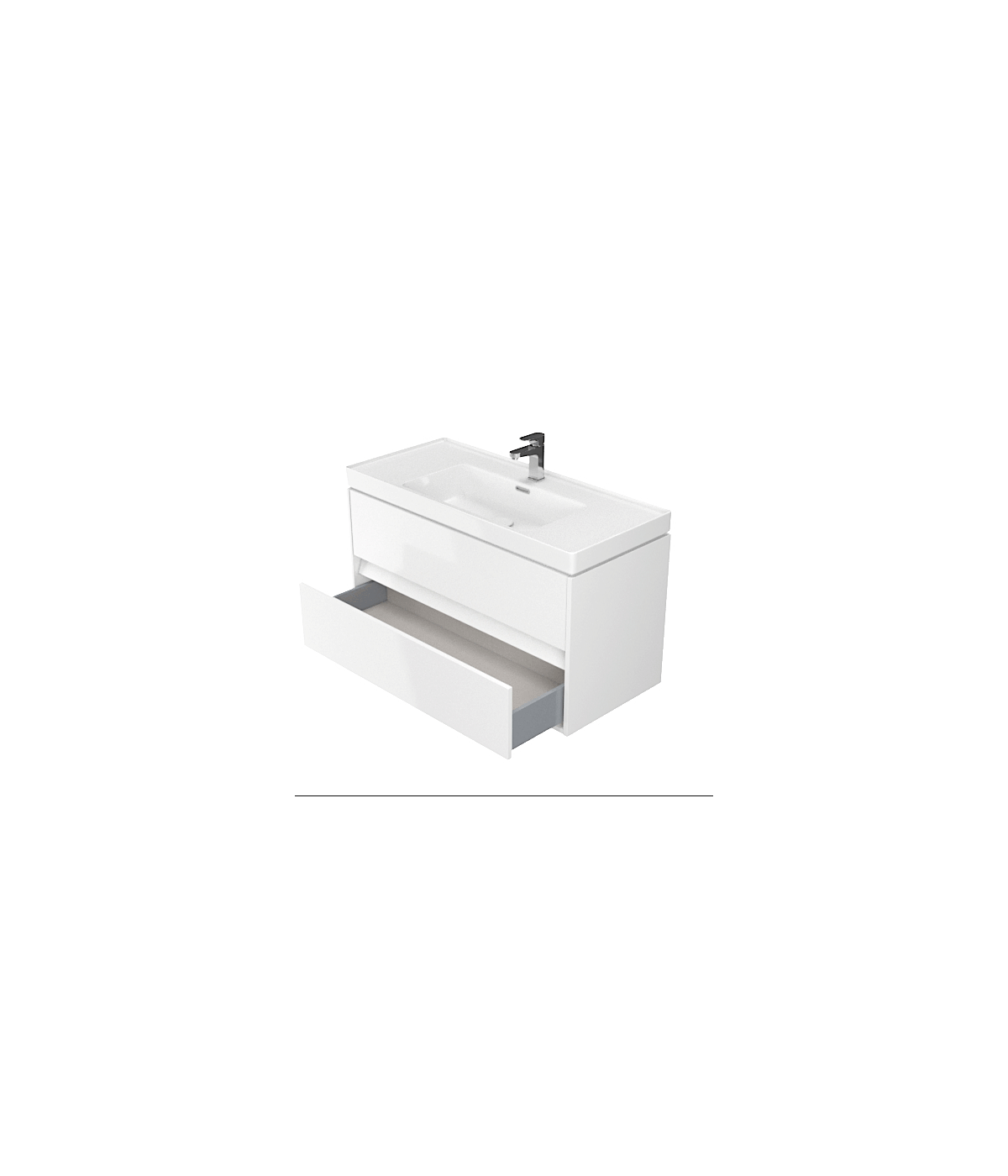 Badmöbel Set CREAZ 100 Waschbecken-Unterschrank mit Badregal 140 Weiß