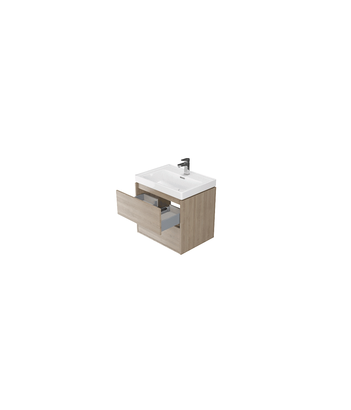 Badmöbel Set CREAZ 60 Waschbecken-Unterschrank mit Hochschrank 140 Eiche
