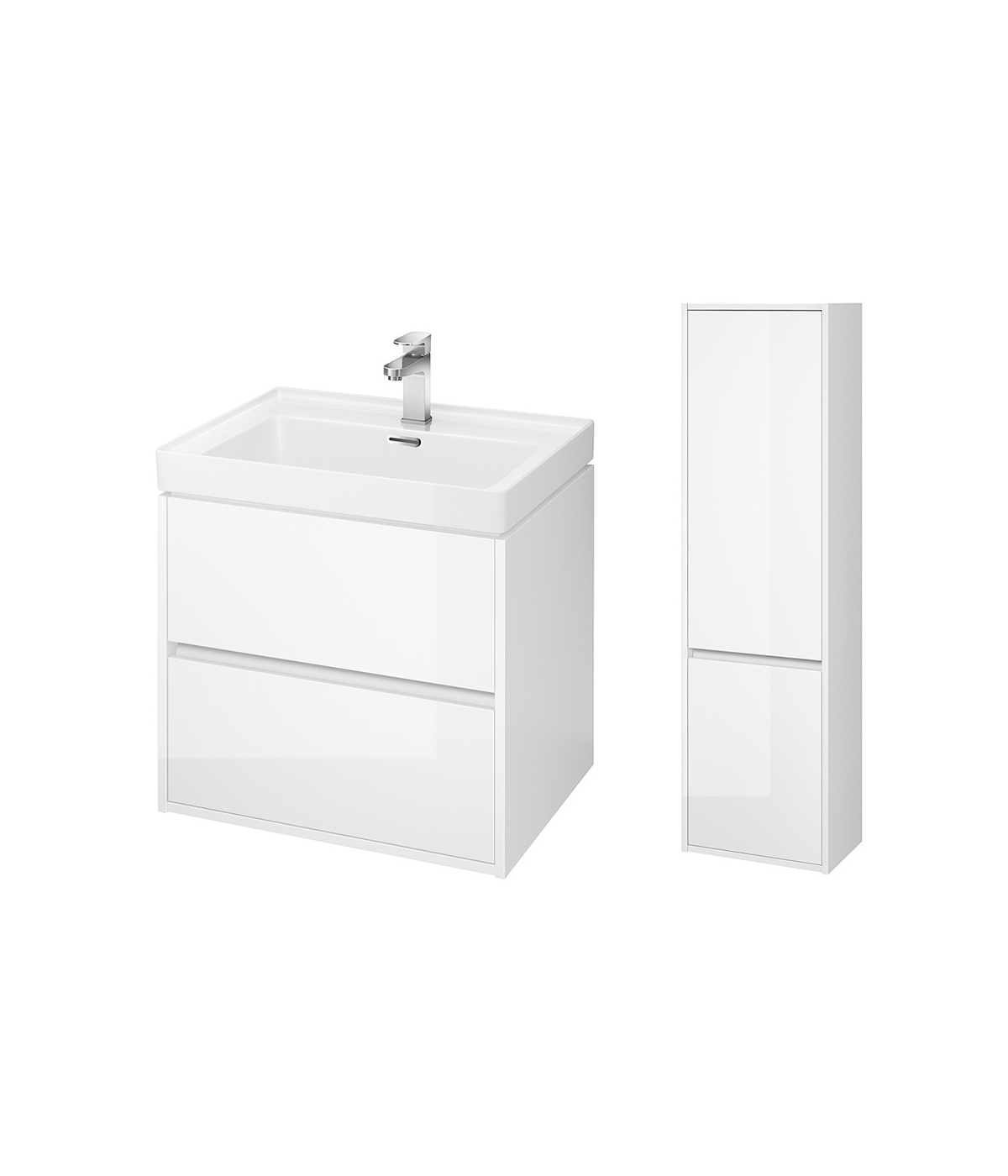Badmöbel Set CREAZ 60 Waschbecken-Unterschrank mit Hochschrank 140 Weiß