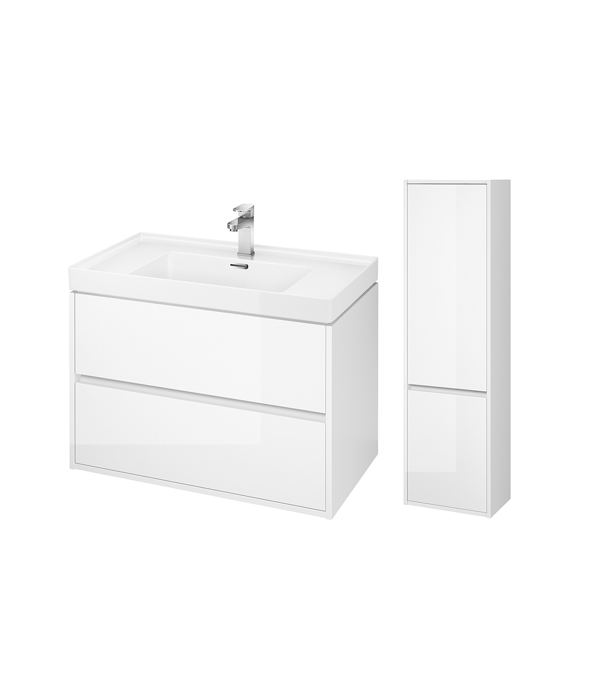 Badmöbel Set CREAZ 80 Waschbecken-Unterschrank mit Hochschrank 140 Weiß