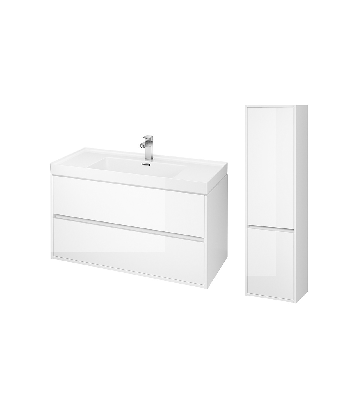 Badmöbel Set CREAZ 100 Waschbecken-Unterschrank mit Hochschrank 140 Weiß