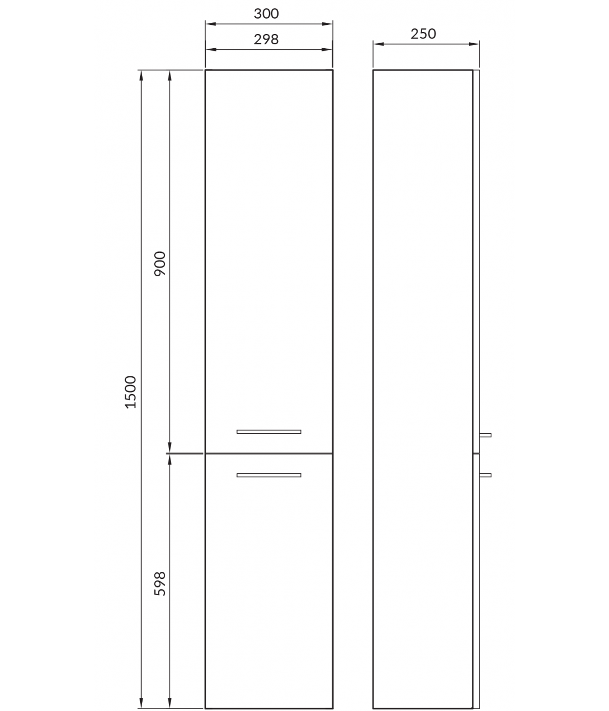 Badmöbel Set LARAZ MILLE SLIM 50 Waschbecken-Unterschrank mit Hochschrank 150 Grau