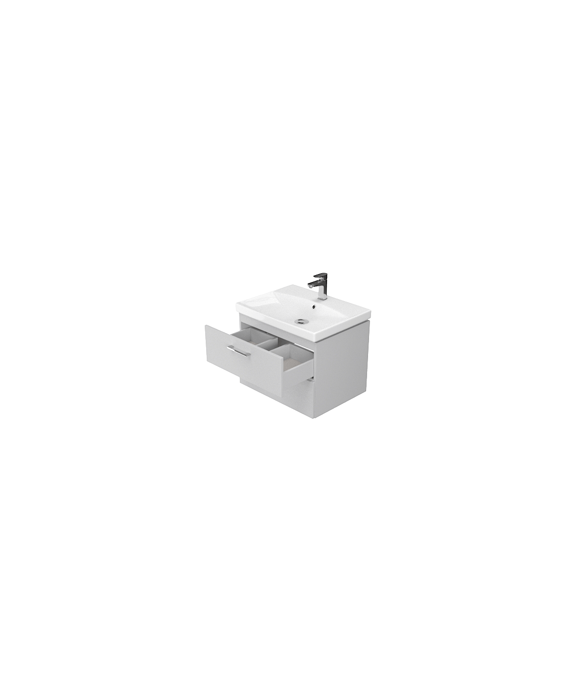 Badmöbel Set LARAZ CITY 50 Waschbecken-Unterschrank mit Hochschrank 150 Weiß