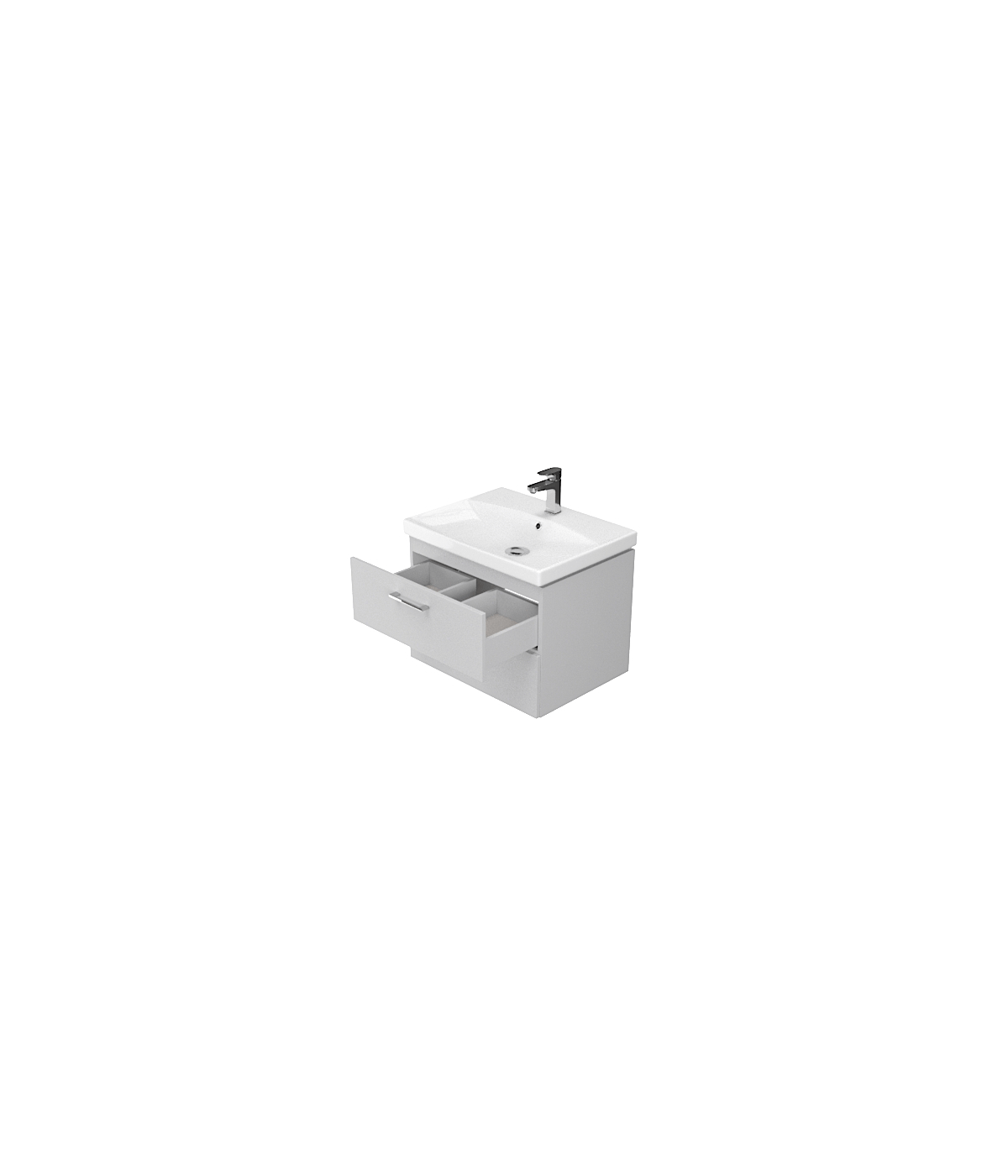 Badmöbel Set LARAZ CITY 60 Waschbecken-Unterschrank mit Hochschrank 150 Weiß