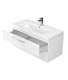 Badmöbel Set LARAZ COMO 100 Waschbecken-Unterschrank mit Hochschrank 150 Weiß