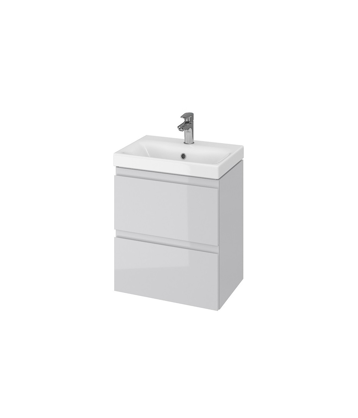 Badmöbel Set MODUO SLIM 50 Waschbecken-Unterschrank, Hochschrank 160 mit Spiegel Grau