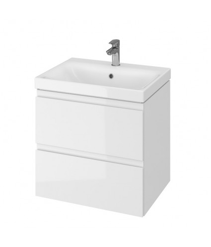Badmöbel Set MODUO 60 Waschbecken-Unterschrank, Hochschrank 160 mit Spiegel Weiß