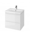 Badmöbel Set MODUO 60 Waschbecken-Unterschrank, Hochschrank 160 mit Spiegel Weiß