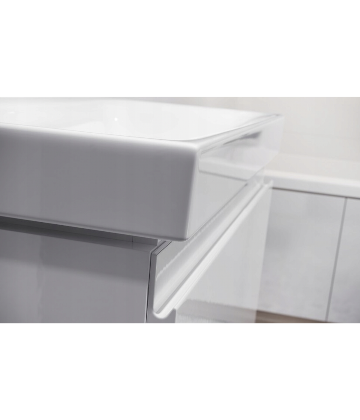 Badmöbel Set MODUO SLIM 50 Waschbecken-Unterschrank, Hochschrank 160 mit Spiegel Weiß