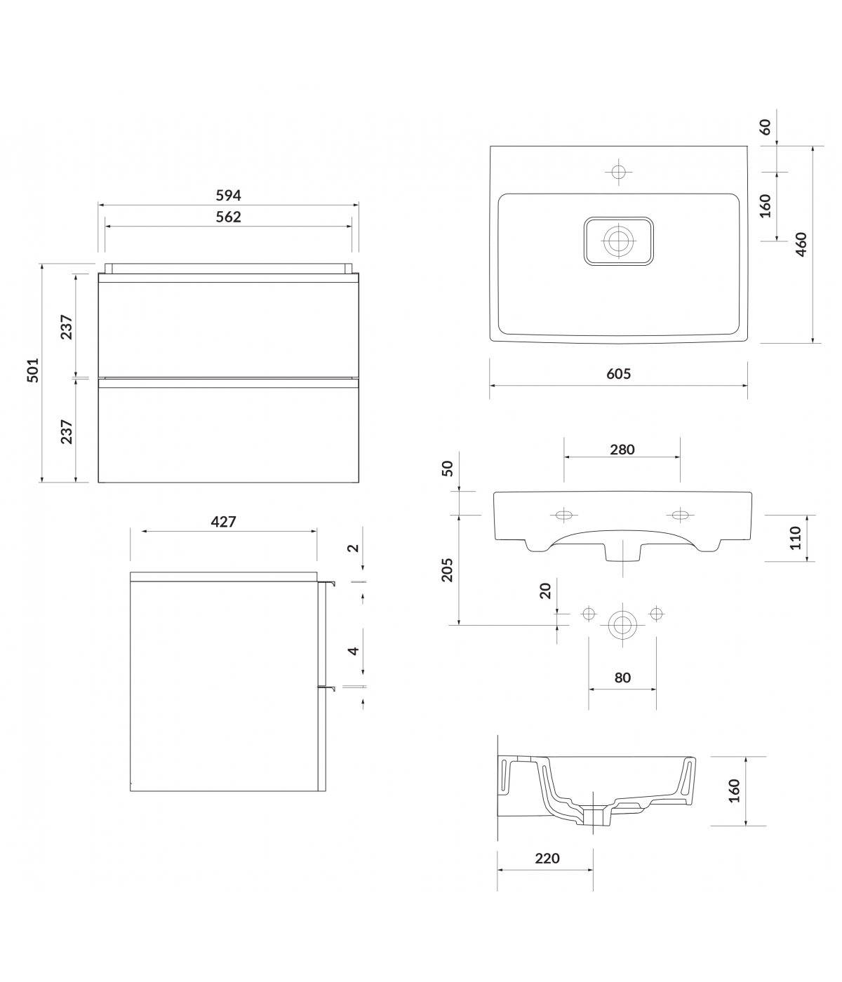 Badmöbel Set VIRGO 60 Waschbecken-Unterschrank, Hochschrank 160 mit Spiegel Weiß, Schwarz Möbelgriffe