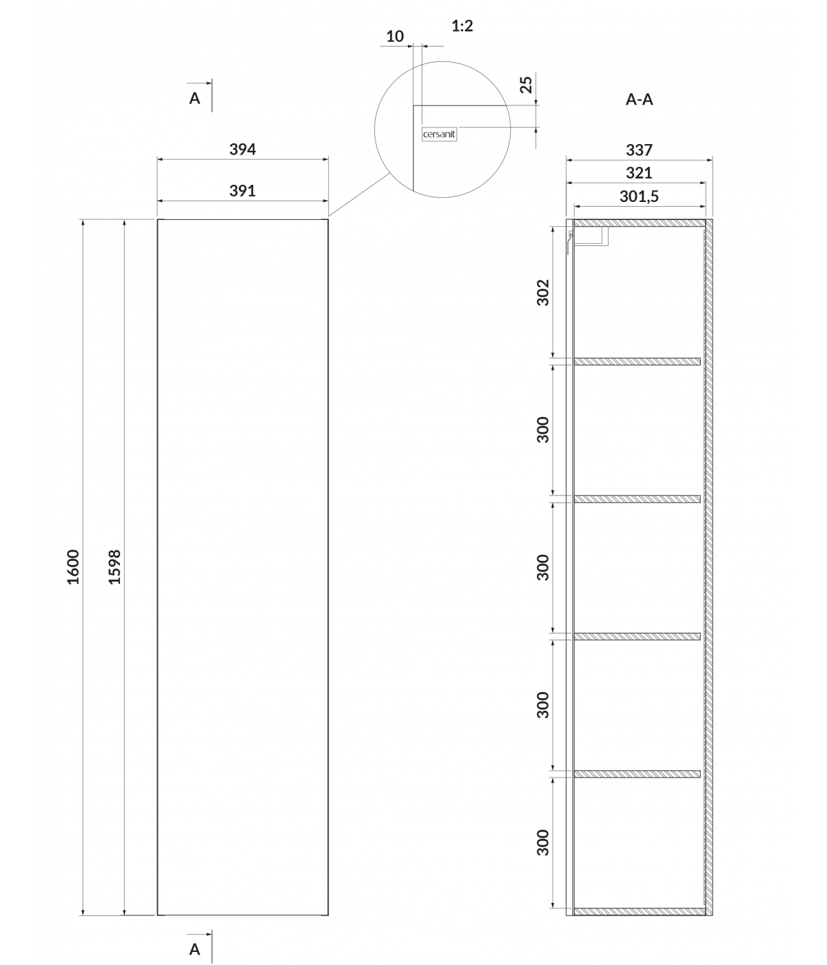 Badmöbel Set LARGA 100 Waschbecken-Unterschrank, Hochschrank 160 mit Spiegel Weiß, Silber Möbelgriffe