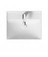 Badmöbel Set LARGA 50 Waschbecken-Unterschrank, Hochschrank 160 mit Spiegel Weiß, Silber Möbelgriffe