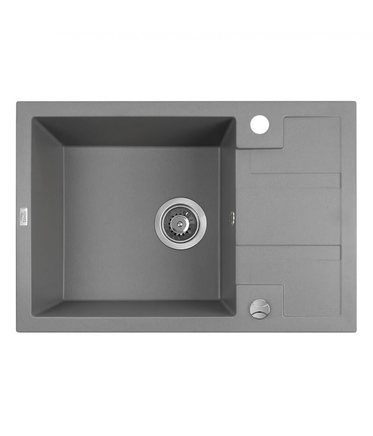 SET Küchenarmatur & Granitspüle 1-Becken BARBADOS Grau 44x65 mit kurzer Abtropffläche | inkl. Siphon!