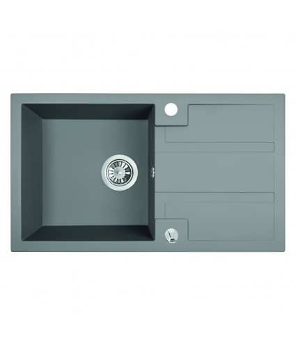 SET Küchenarmatur & Granitspüle 1-Becken BARBADOS Grau 44x76 mit Abtropffläche | inkl. Siphon!