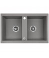 SET Küchenarmatur & Granitspüle 2-Becken BARBADOS Grau 48x78 | inkl. Siphon!