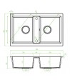 SET Küchenarmatur & Granitspüle 2-Becken BARBADOS Grau 48x78 | inkl. Siphon!