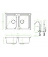 SET Küchenarmatur & Granitspüle 2-Becken CELIA Beige 48x76 | inkl. Siphon!