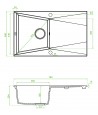 Granitspüle 1-Becken GRENADA Schwarz 48x78 mit Abtropffläche | inkl. Siphon!