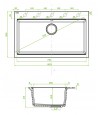 Granitspüle 1-Becken TAU Grau 50x80 | inkl. Siphon!