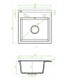 Granitspüle 1-Becken T.III Schwarz 44x44 | inkl. Siphon!