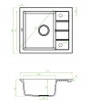 Granitspüle 1-Becken T.III Schwarz 49,5x57 mit kurzer Abtropffläche | inkl. Siphon!
