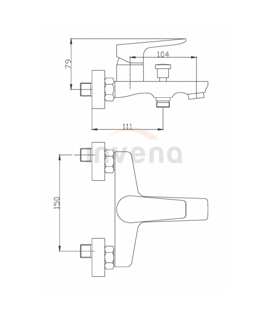 Badewannenarmatur DOKOS Silber Badarmatur Wannenbatterie