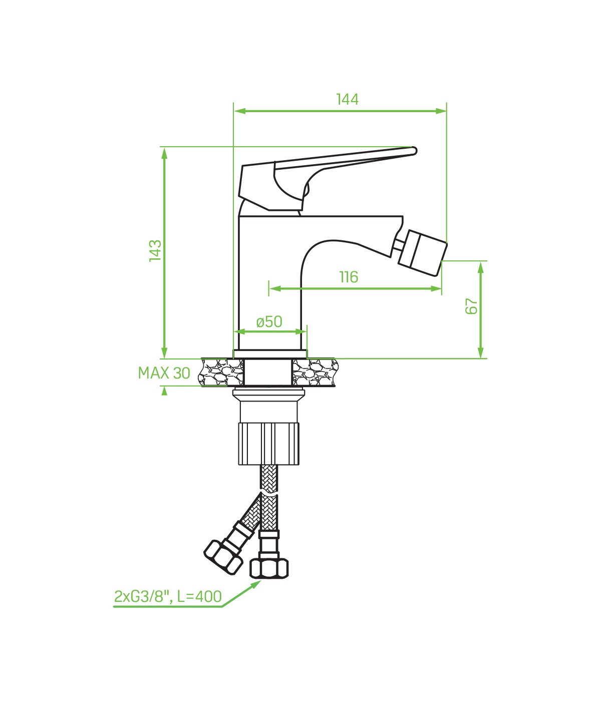 Bidetarmatur PLATO Silber Badarmatur Bidet-Mischbatterie