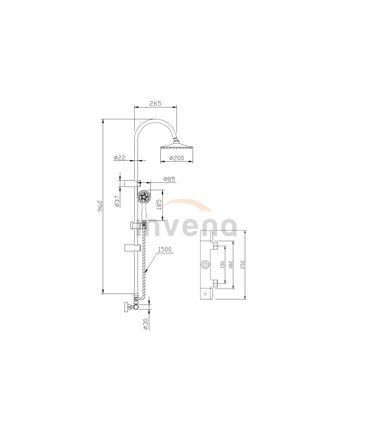 Brausegarnitur GRACJA Thermostatisch Silber Duschsäule