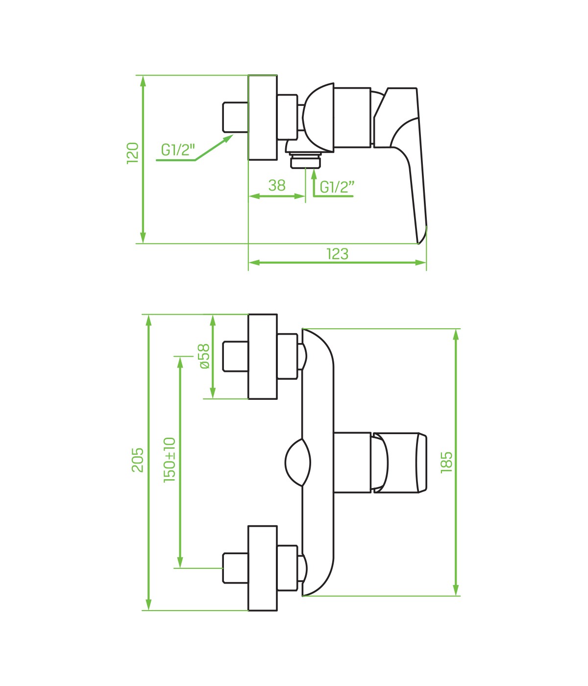 Brausearmatur ALEA Silber Badarmatur Duschbatterie