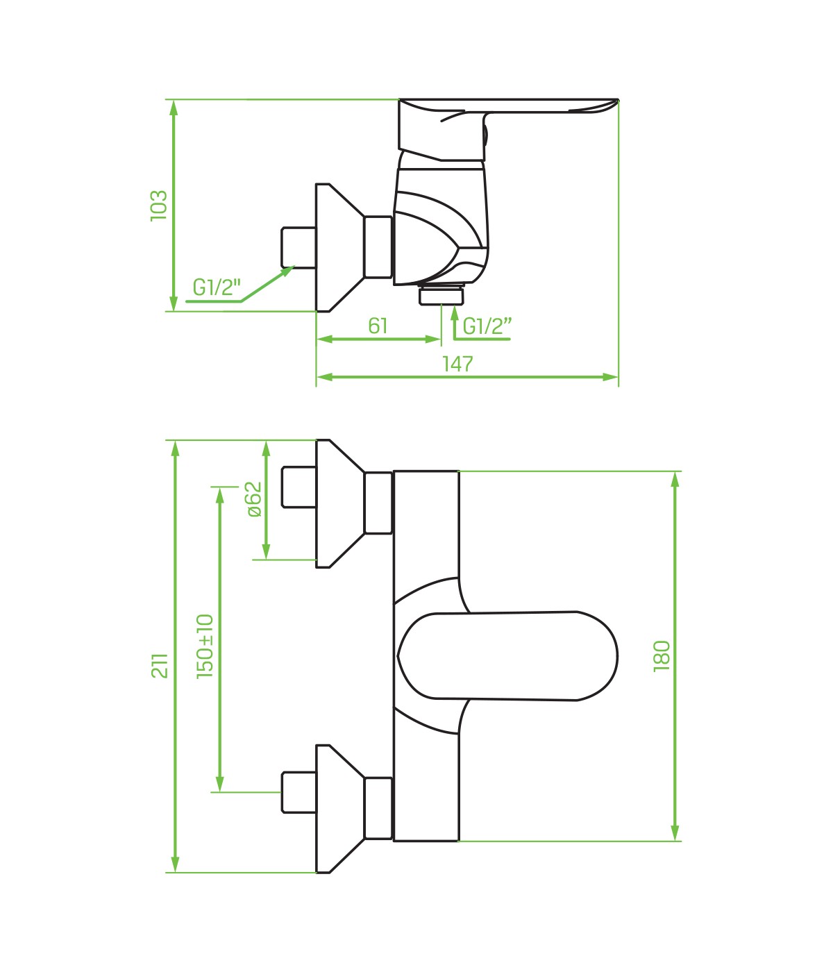 Brausearmatur APPIA Silber Badarmatur Duschbatterie